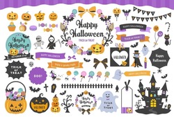 Halloween Illustrations And Decorations. This Collection Includes  Frames,icons, Pumpkins,ornament,doodles,ribbons And More.