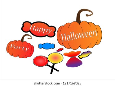 Halloween illustrations with desserts include pumpkin candy.