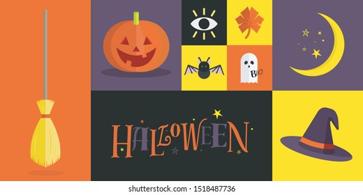 Halloween Illustrations, Icons with solid color