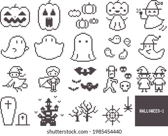 Halloween illustrations made with pixel art 