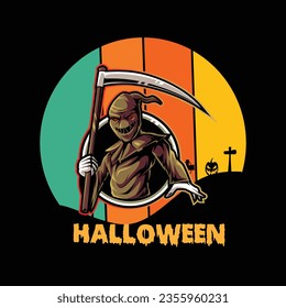 Halloween illustrations with patches for t-shirts and other uses