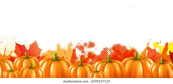 Ilustraciones De Halloween Con Marco De Calabazas Con Malla De Gradiente, Ilustración De Vectores
