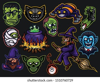 Halloween illustrations Vector Character  Spooky Monster Design 