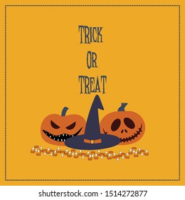 Halloween illustration.Trick or treat poster.Happy Halloween background.Halloween postcard.