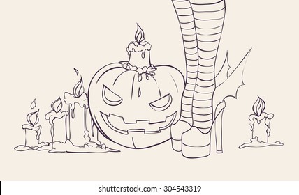Halloween illustration.Witch