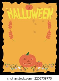Halloween image with a black border and yellow base
