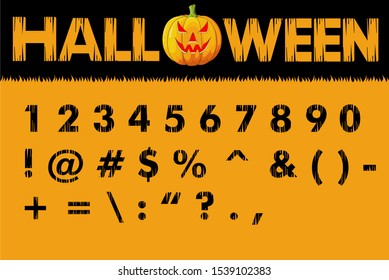 Halloween image font vector illustration. retro styled halloween font cute and spooky lettering. type design for holiday party celebration.