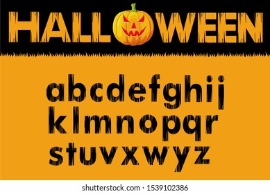 Halloween image font vector illustration. retro styled halloween font cute and spooky lettering. type design for holiday party celebration.