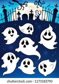 Halloween image with ghosts theme 5 - eps10 vector illustration.