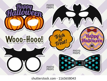 Halloween image Photo props set vector illustration