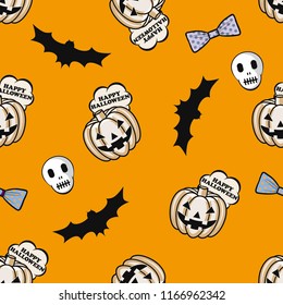 Halloween image, seamless, jack-o-lantern,vector illustration-Orange color
