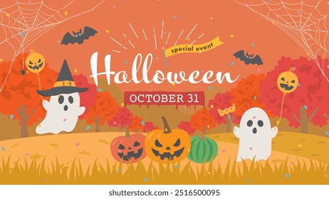 Halloween image vector illustration. .Cute ghosts.