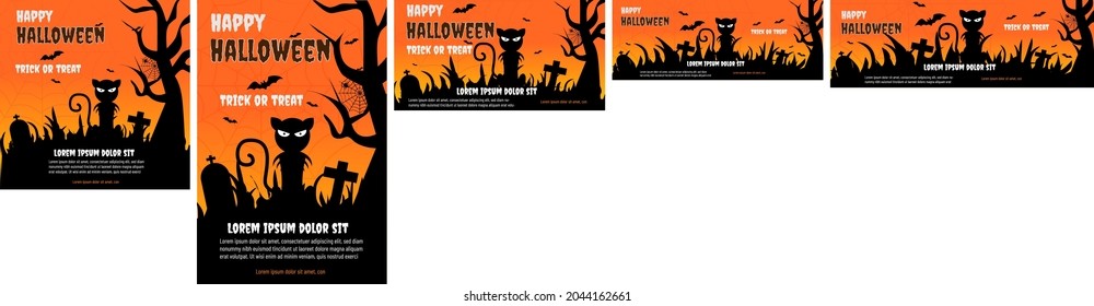 Halloween images for social networks , black cat with orange background