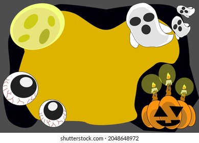 Halloween include moon, pumpkin, little ghosts and ghost eyeballs with text insertion.