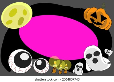Halloween include moon, pumpkin, little ghosts and ghost eyeballs with text insertion.