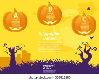 Halloween Infographic with Pumpkins and Spooky Tree Background