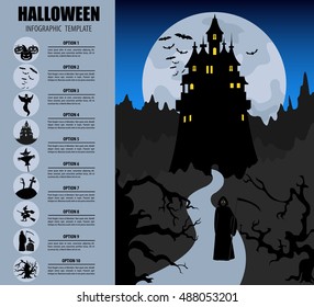 Halloween infographic template. Flat icons. Vector illustration