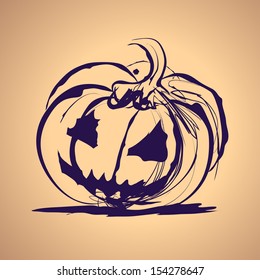 Halloween ink splash illustration with pumpkin