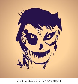Halloween ink splash illustration with zombie