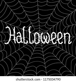 Halloween inscription on web in vector for postcard