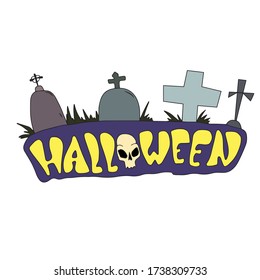 Halloween inscriptions. Holiday calligraphy with web for banner, poster, greeting card, party invitation. Isolated illustration.