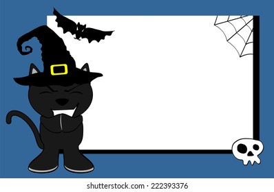 halloween invitation black cat witch background in vector format very easy to edit