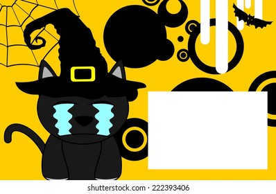 halloween invitation black cat witch background in vector format very easy to edit