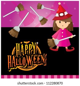 Halloween invitation card layout series (halloween girl)