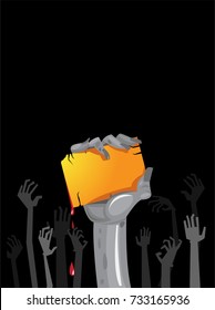 Halloween invitation card or poster of a zombies party