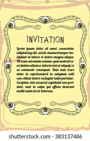 Halloween invitation with eyeballs.Vector template.