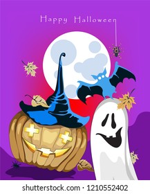 Halloween invitation or greeting card / Vector illustration