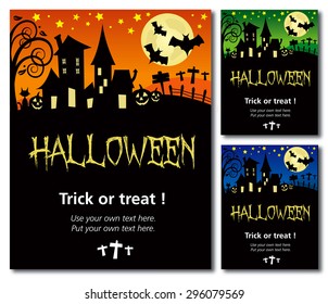 Halloween invitation poster or card illustration design, text outline, no drop shadow on the .eps