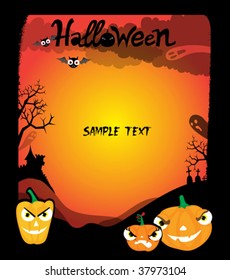 Halloween invitation with spooky pumpkins