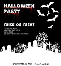 Halloween invitation. Stylized cemetery. Party