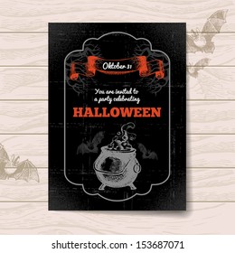 Halloween invitation. Vintage hand drawn illustration