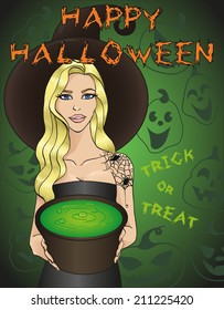 Halloween invitation with witch