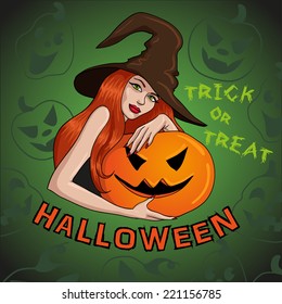 Halloween invitation with witch