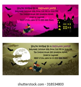 Halloween invitations. Cartoon illustration for children.Vector.