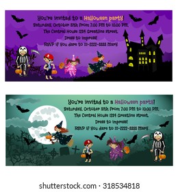 Halloween invitations. Cartoon illustration for children.Vector.