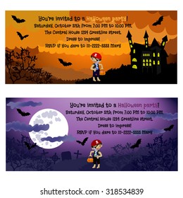 Halloween invitations. Cartoon illustration for children.Vector.