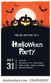 Invitación de Halloween - Bats de calabaza