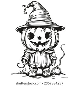 halloween isolated character vector pumpkin Jack hand drawn
