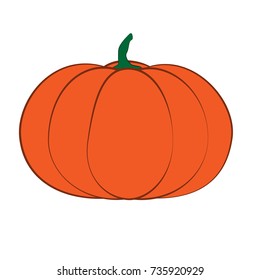 Halloween isolated pumpkin in vector. Autumn dall thanksgiving food for vegetarian. Natural seasonal plant from farm or garden. White light and orange.