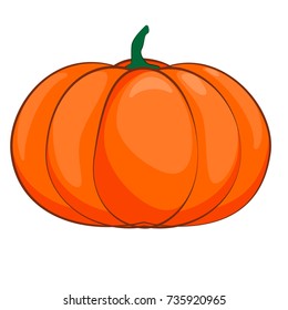 Halloween isolated pumpkin in vector. Autumn dall thanksgiving food for vegetarian. Natural seasonal plant from farm or garden. White light and orange.