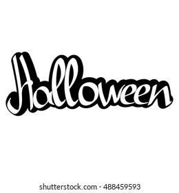 Halloween, isolated sticker, calligraphy lettering, word design template, vector illustration