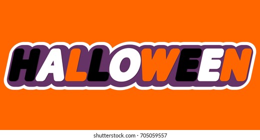 Halloween, isolated sticker, word design template, vector illustration