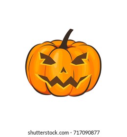 Halloween is isolated with a terrible pumpkin in a cartoon style on a white background. Vector Illustration on Halloween Celebration for your projects