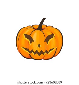 Halloween is isolated with a terrible pumpkin in a cartoon style on a white background. Vector Illustration on Halloween Celebration for your projects