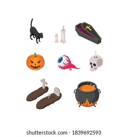 halloween isometric vector illustration on isolated icon for celebration day