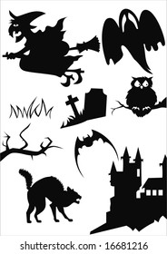 halloween items isolated on white